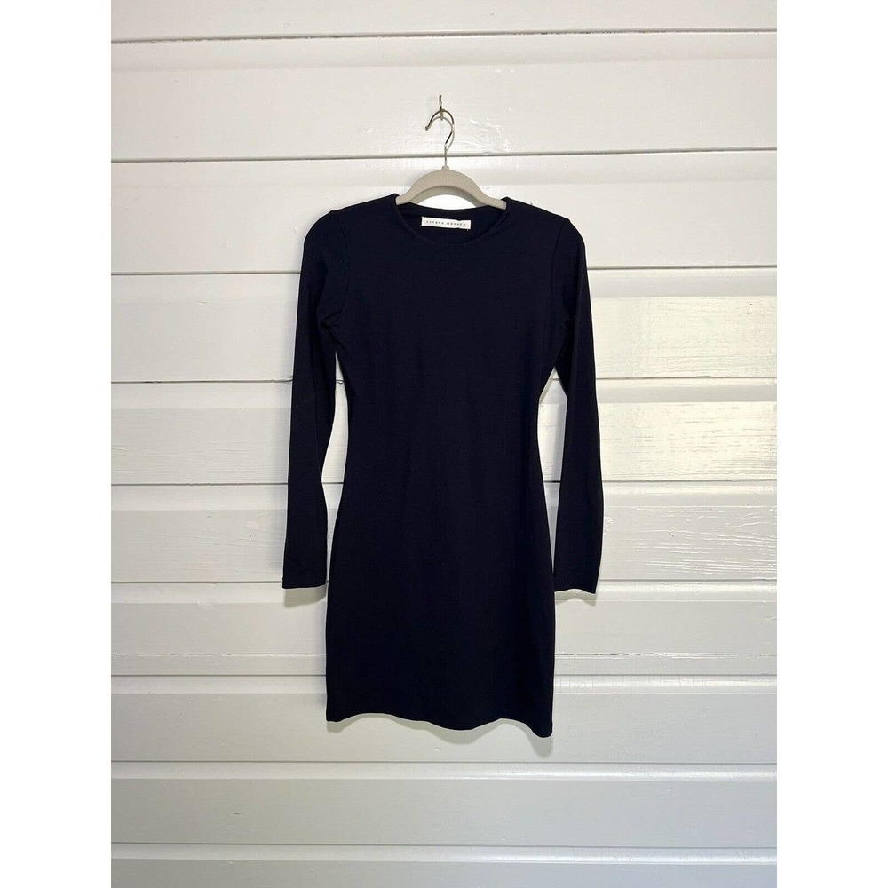 Susana Monaco Navy Blue Long Sleeve Crewneck Casual Bodycon Dress S